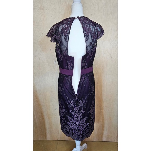 JASMINE Black Label Purple Floral Lace Sheath Dress Size 4 - Picture 12 of 15